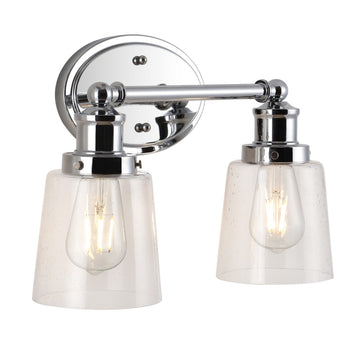 Beverly Iron/Seeded Glass Classic Cottage LED Vanity Light - JONATHAN Y
